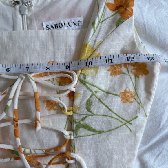 SABO Brea Floral Cotton Lace Up Mini Dress 2 - Picture 6 of 13